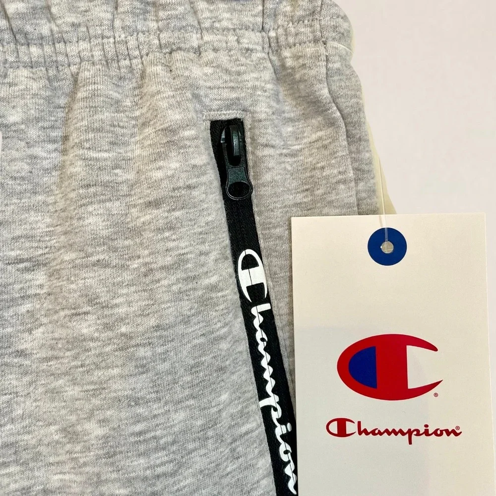 Champion Boys Heather Grey Athletic Shorts Zip Pockets Size L 14/16 NEW